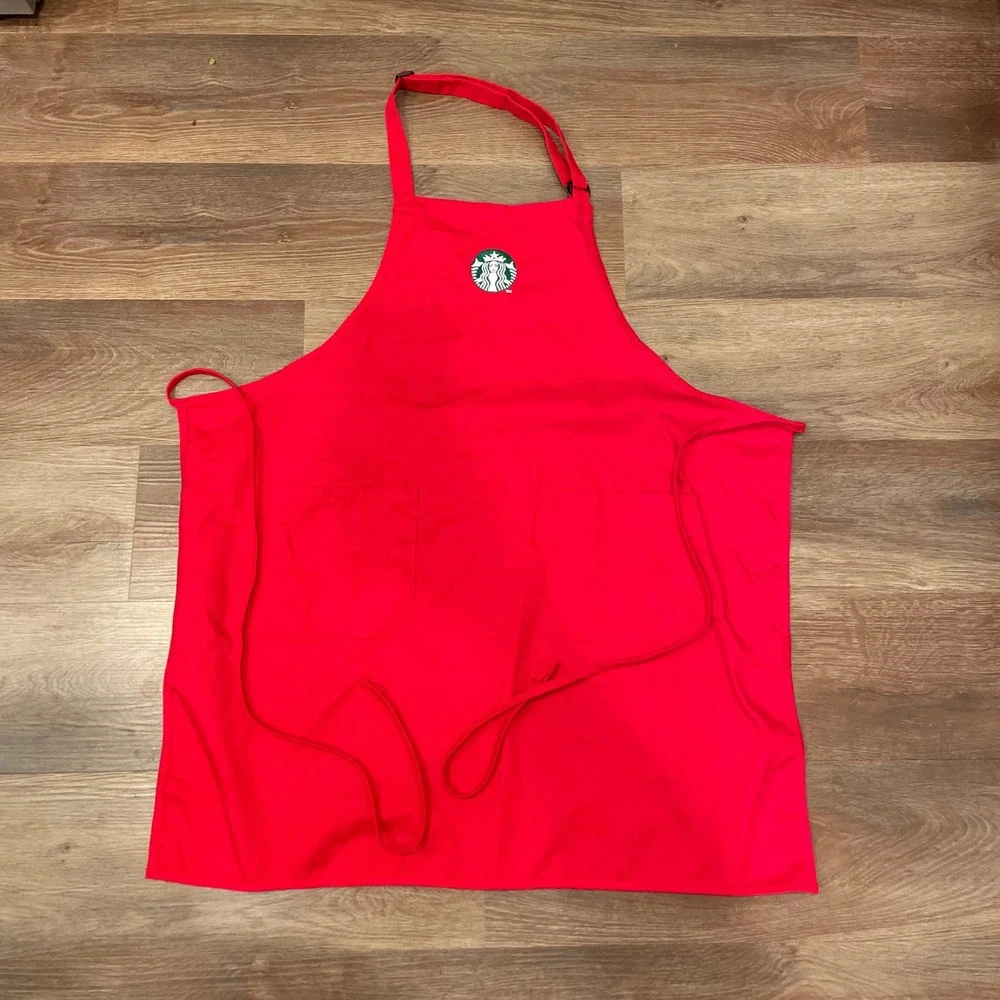 Starbucks Red Holiday Apron Barista Uniform Embroidered Siren Logo Two Pockets‎